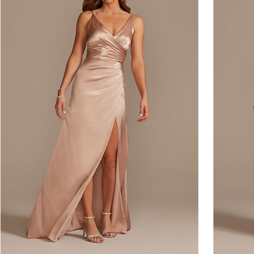 charmeuse draped strappy bridesmaid dress
